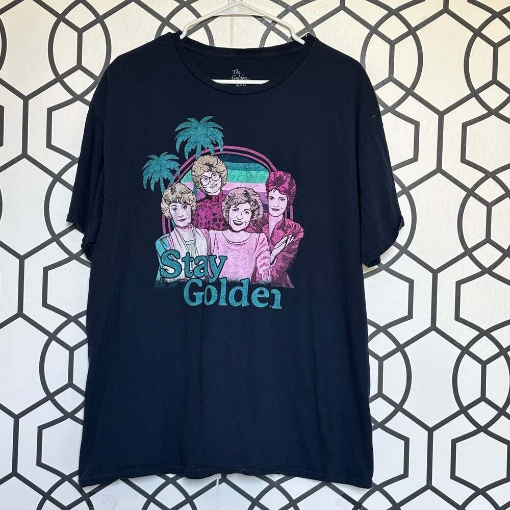 The Golden Girls Stay Golden Tropical Graphic T-Shirt Navy Blue XL